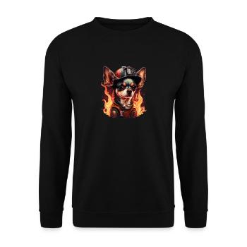 Chihuahua - Feuerwehrmann Feuerwehr Hund Männer - Unisex Pullover - Schwarz - Vorne - Alina (178cm) & Michal (187cm)