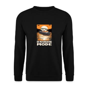 On Motorboating Mode Pontoon Captain Lake Life - Unisex Sweatshirt - black - Front - Alina (178cm) & Michal (187cm)