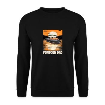 Pontoon Dad Father's Day Motorboating Pontooning - Unisex Sweatshirt - black - Front - Alina (178cm) & Michal (187cm)