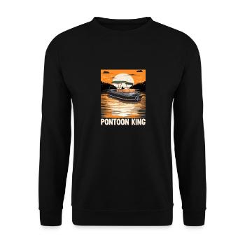 Pontoon King Father's Day Motorboating Pontooning - Unisex Sweatshirt - black - Front - Alina (178cm) & Michal (187cm)