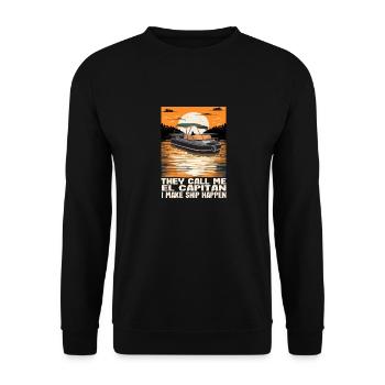Ils m’appellent El Capitan Je fais du navire drôle - Sweat-shirt Unisexe - noir - Devant - Alina (178cm) & Michal (187cm)