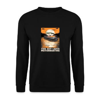 This Guy Loves Motorboating Pontoon King Funny - Unisex Pullover - Schwarz - Vorne - Alina (178cm) & Michal (187cm)