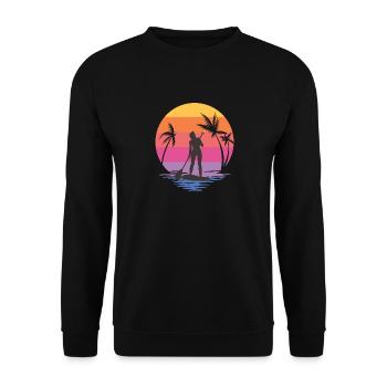 SUP Dog Stand Up Paddle Board Paddling Girl - Unisex Sweatshirt - black - Front - Alina (178cm) & Michal (187cm)