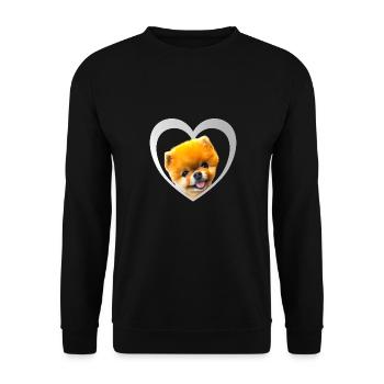 Hundeliebhaber - Hunde Herz - Zwergspitz - Unisex Pullover - Schwarz - Vorne - Alina (178cm) & Michal (187cm)