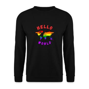 Human Rights Hello World Gifts for LGBT - Unisex Sweatshirt - black - Front - Alina (178cm) & Michal (187cm)