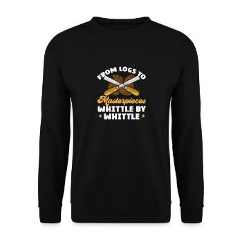 Holzbearbeitung Schnitzerei Schreiner - Unisex Pullover - Schwarz - Vorne - Alina (178cm) & Michal (187cm)