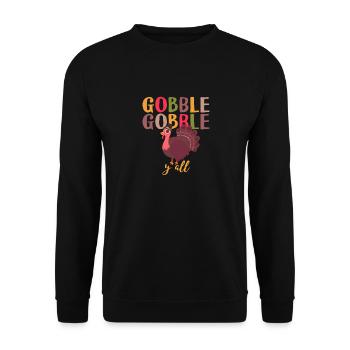 Gobble Gobble Yall Cute Happy Turkey Day Funny - Unisex Sweatshirt - black - Front - Alina (178cm) & Michal (187cm)