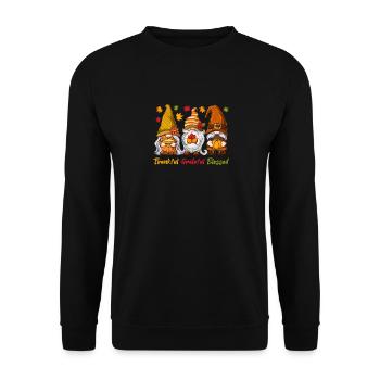 Dankbar Dankbar Gesegnet Lustig Thanksgiving - Unisex Pullover - Schwarz - Vorne - Alina (178cm) & Michal (187cm)