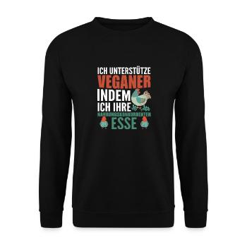 Veganer Vegetarierer Essen - Unisex Pullover - Schwarz - Vorne - Alina (178cm) & Michal (187cm)