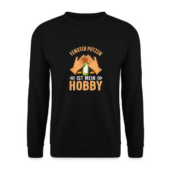 Fenster putzen ist mein Hobby Haushalt lustig - Unisex Pullover - Schwarz - Vorne - Alina (178cm) & Michal (187cm)