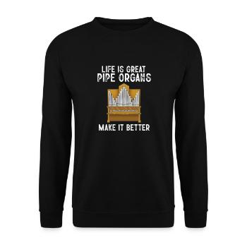 Organiste : organiste, organiste d’église, orgue - Sweat-shirt Unisexe - noir - Devant - Alina (178cm) & Michal (187cm)