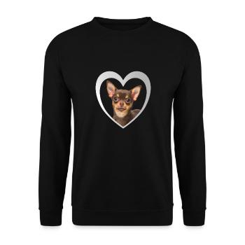 Dog Lovers - Dogs Heart - Chihuahua - Unisex Sweatshirt - black - Front - Alina (178cm) & Michal (187cm)