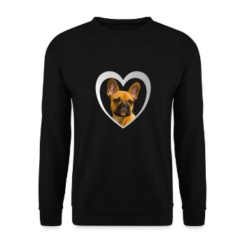Dog Lover - Dogs Heart French Bulldog - Sweat-shirt Unisexe - noir - Devant - Alina (178cm) & Michal (187cm)