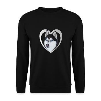 Amoureux des chiens - Cœur de chien - Husky - Sweat-shirt Unisexe - noir - Devant - Alina (178cm) & Michal (187cm)