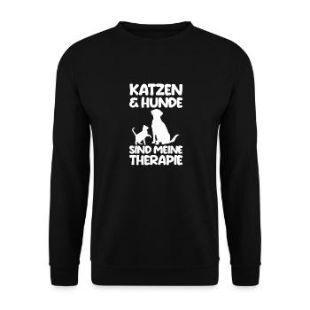 Katzen Katzenliebhaber Hundeliebhaber Hunde - Unisex Pullover - Schwarz - Vorne - Alina (178cm) & Michal (187cm)