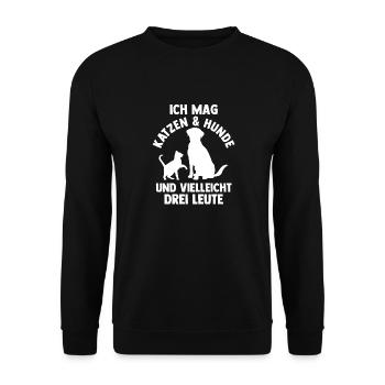 Hunde Katzenliebhaber Hundeliebhaber Katzen - Unisex Pullover - Schwarz - Vorne - Alina (178cm) & Michal (187cm)