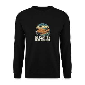 El Capitan Je fais du pontonnage un navire - Sweat-shirt Unisexe - noir - Devant - Alina (178cm) & Michal (187cm)