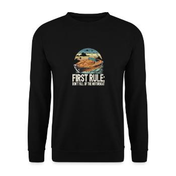 Funny Boat Captain First Rule Don't Fall Of The - Unisex Pullover - Schwarz - Vorne - Alina (178cm) & Michal (187cm)