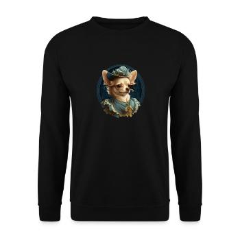 Chihuahua - Englische Dame Frauen Kleid Hund - Unisex Pullover - Schwarz - Vorne - Alina (178cm) & Michal (187cm)