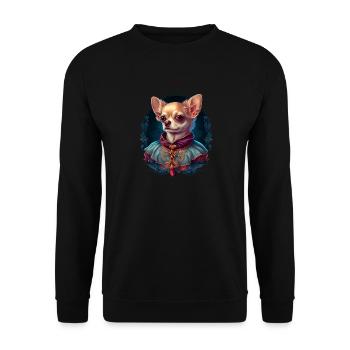Chihuahua - Englische Dame Frauen Kleid Hund - Unisex Pullover - Schwarz - Vorne - Alina (178cm) & Michal (187cm)