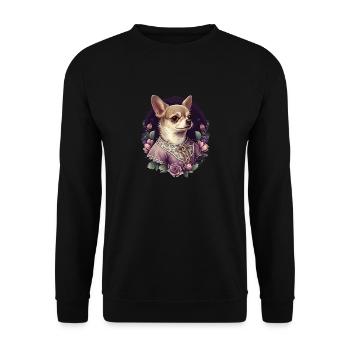 Chihuahua - Englische Dame Frauen Kleid Hund - Unisex Pullover - Schwarz - Vorne - Alina (178cm) & Michal (187cm)