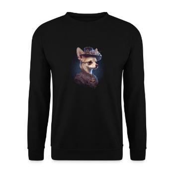 Chihuahua - Englische Dame Frauen Kleid Hund - Unisex Pullover - Schwarz - Vorne - Alina (178cm) & Michal (187cm)