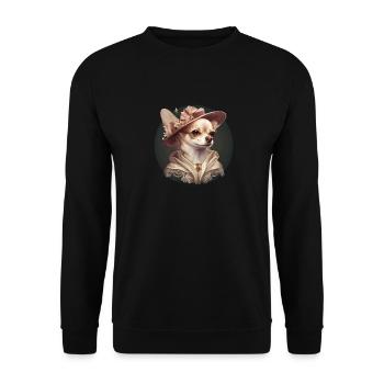 Chihuahua - Englische Dame Frauen Kleid Hund - Unisex Pullover - Schwarz - Vorne - Alina (178cm) & Michal (187cm)