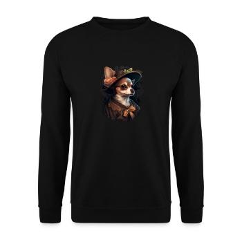 Chihuahua - Englische Dame Frauen Kleid Hund - Unisex Pullover - Schwarz - Vorne - Alina (178cm) & Michal (187cm)