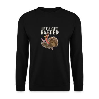Let's Get Basted Thanksgiving Day Funny Happy - Unisex Pullover - Schwarz - Vorne - Alina (178cm) & Michal (187cm)
