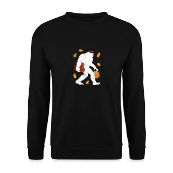 Bigfoot Pilgrim Truthahn Kürbis Thanksgiving Day - Unisex Pullover - Schwarz - Vorne - Alina (178cm) & Michal (187cm)