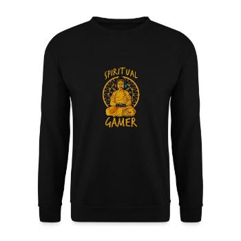 Buddha mit Gamepad Spiritual Gamer - Unisex Pullover - Schwarz - Vorne - Alina (178cm) & Michal (187cm)