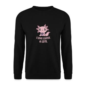 I Love Coffee a Lotl Cute Axolotl - Unisex Sweatshirt - black - Front - Alina (178cm) & Michal (187cm)