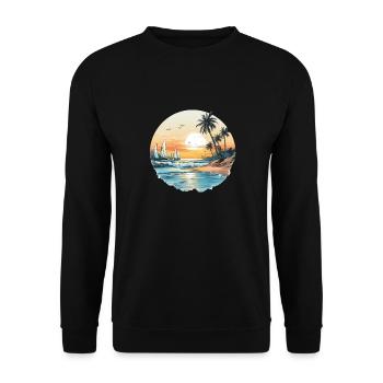Ocean vibes, beach vibes, sunset on the beach, oce - Unisex Sweatshirt - black - Front - Alina (178cm) & Michal (187cm)