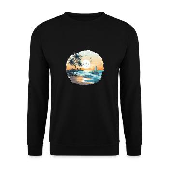 Ocean vibes, beach vibes, sunset on the beach, oce - Unisex Sweatshirt - black - Front - Alina (178cm) & Michal (187cm)