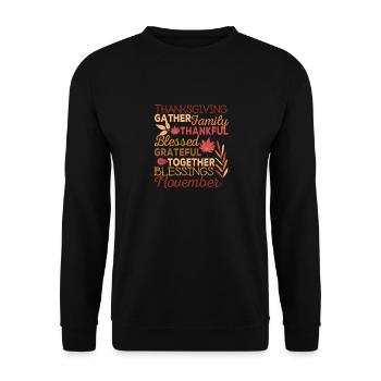 Dankbar Segen Thanksgiving Familie Lustig Urlaub - Unisex Pullover - Schwarz - Vorne - Alina (178cm) & Michal (187cm)
