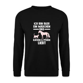 Katzen Pferdeliebhaber Katzenliebhaber Pferde - Unisex Pullover - Schwarz - Vorne - Alina (178cm) & Michal (187cm)
