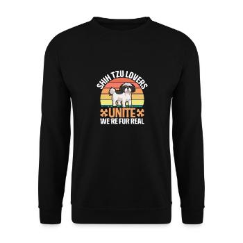 Les amoureux de Shih Tzu s’unissent, nous sommes pour de vrai - Sweat-shirt Unisexe - noir - Devant - Alina (178cm) & Michal (187cm)