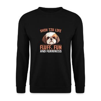 Shih Tzu Life Fluff Fun et fourrure - Sweat-shirt Unisexe - noir - Devant - Alina (178cm) & Michal (187cm)