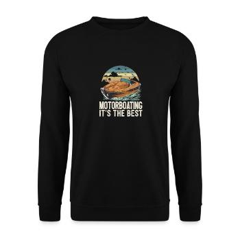 Bateau à moteur. C’est la meilleure vie est meilleure au - Sweat-shirt Unisexe - noir - Devant - Alina (178cm) & Michal (187cm)