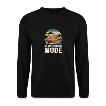 On Motorboating Mode Pontoon Captain Lake Life - Unisex Sweatshirt - black - Front - Alina (178cm) & Michal (187cm)