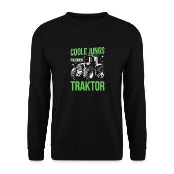 Coole Jungs fahren Traktor für jeden Traktorfan - Unisex Pullover - Schwarz - Vorne - Alina (178cm) & Michal (187cm)