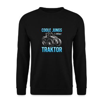 Coole Jungs fahren Traktor für jeden Traktorfan - Unisex Pullover - Schwarz - Vorne - Alina (178cm) & Michal (187cm)