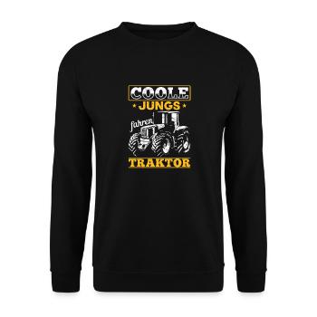 Coole Jungs fahren Traktor für jeden Traktorfan - Unisex Pullover - Schwarz - Vorne - Alina (178cm) & Michal (187cm)