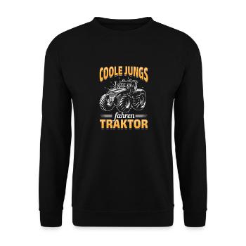 Coole Jungs fahren Traktor für jeden Traktorfan - Unisex Pullover - Schwarz - Vorne - Alina (178cm) & Michal (187cm)