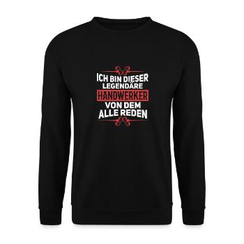 Ich bin dieser legendäre Handwerker - Unisex Pullover - Schwarz - Vorne - Alina (178cm) & Michal (187cm)