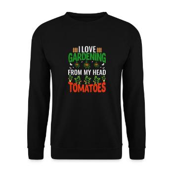 Ich liebe es, von meinem Kopf aus Tomaten zu gärtnern, Gärtner - Unisex Pullover - Schwarz - Vorne - Alina (178cm) & Michal (187cm)