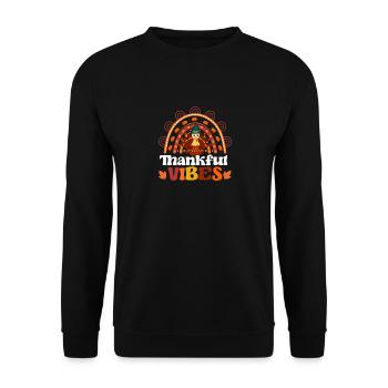 Thankful Vibes Lustige Thanksgiving Abendessen - Unisex Pullover - Schwarz - Vorne - Alina (178cm) & Michal (187cm)