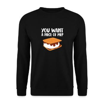 Camping Marshmallow Smore Funny You Want A Piece O - Unisex Pullover - Schwarz - Vorne - Alina (178cm) & Michal (187cm)