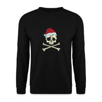 Pirate Christmas Jolly Roger Santa Hut - Unisex Sweatshirt - black - Front - Alina (178cm) & Michal (187cm)