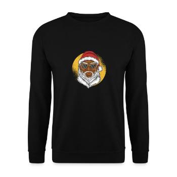 Schwarzer Weihnachtsmann Afroamerikanisch - Unisex Pullover - Schwarz - Vorne - Alina (178cm) & Michal (187cm)